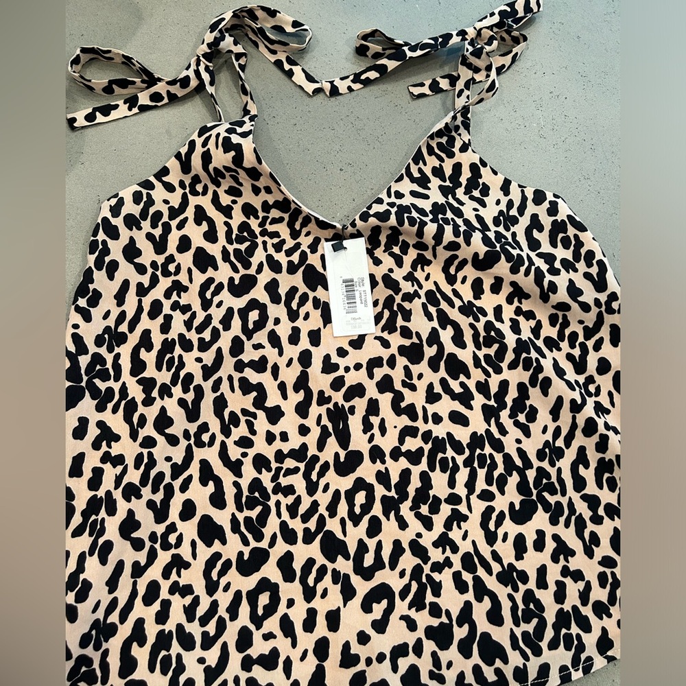 NWT Sugarlips - leopard tie shoulder tank top